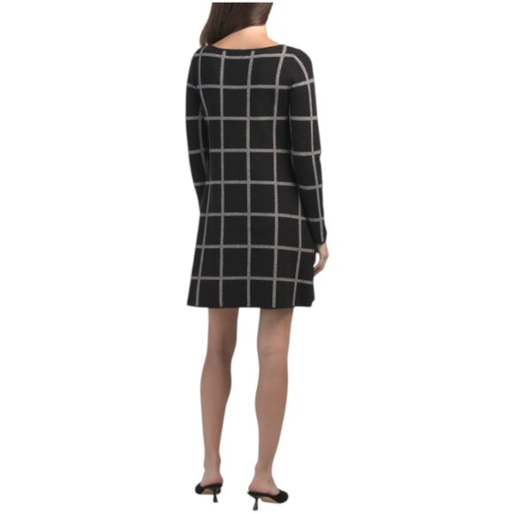 TAHARI 2pc Headband And Long Sleeve Plaid Dress - Picture 2 of 4